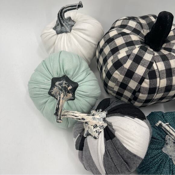 PUMPKIN Decor x 7 Home Buffalo Check Blue Table Mantel Fabric Gingham Fall - Picture 2 of 15